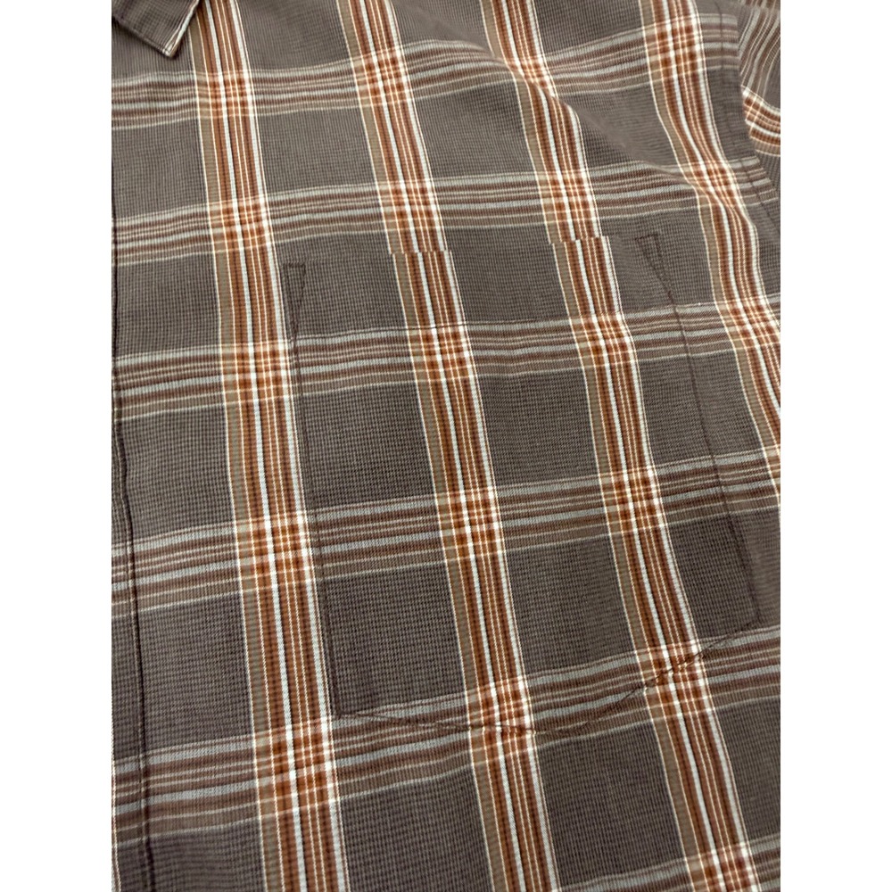 Patagonia Mens Large Brown Plaid Organic Cotton Blend Short Sleeve Shirt 53961 - Picture 6 of 10